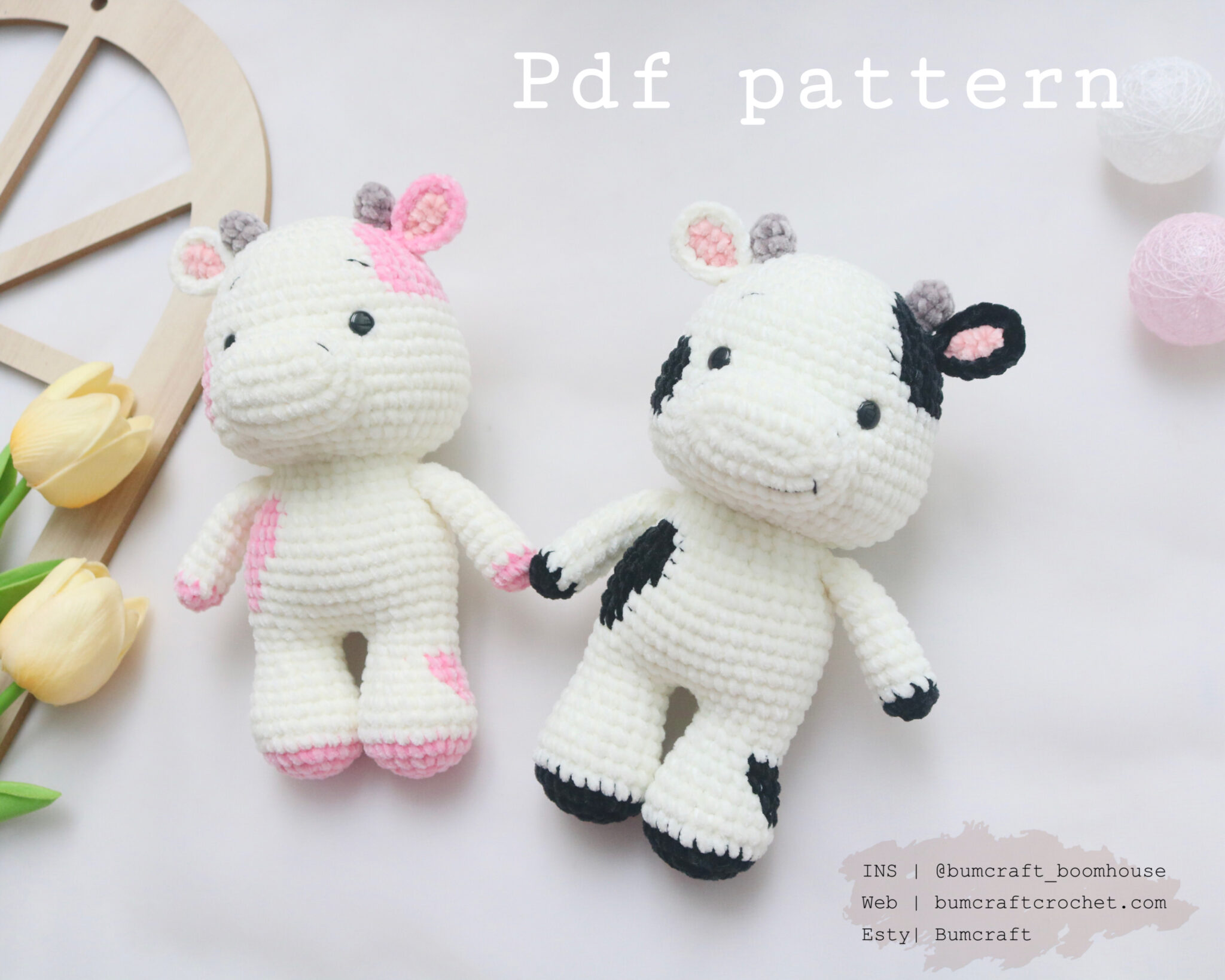 PDF files-Digital Standing COW crochet pattern-Handmade crochet decor ...